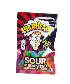 War Heads Sour Medicated Chewy Cubes Edible 500MG THC